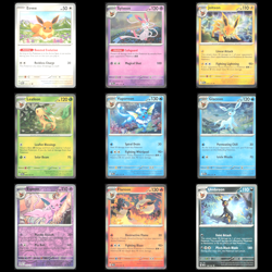 Eeveelutions Lot 9 Cards Pokemon Eevee Umbreon Flareon Jolteon Leafeon Glaceon - Image 1