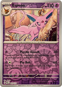 Espeon 33/131 Rare Reverse Holo Prismatic Evolutions - Pokemon TCG - Mint - Image 1