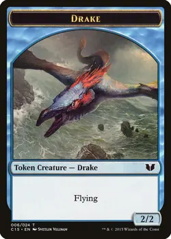 4x Drake / Elemental (multi-color) double-sided Token - NM - Commander 2015 mtg - Image 1