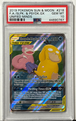 2019 Pokemon Sun & Moon Unified Minds PSYDUCK SLOWPOKE GX Full Art PSA 10 - Image 1