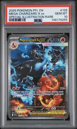 PSA 10 MEGA CHARIZARD X EX 125/094 Phantasmal Flames Pokemon (Includes Guard) - Image 2