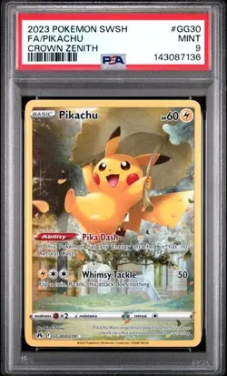 Pokemon Crown Zenith Pikachu #GG30 Full Art PSA 9 Mint - Image 1