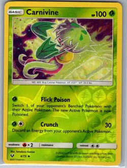 Carnivine 6/73 Reverse Holo Shining Legends - Pokemon Card - NM - Image 1