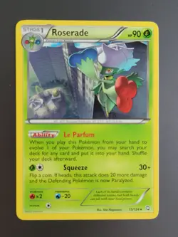 Roserade 15/124 Pokemon TCG Dragons Exalted Regular Rare Card NM - Image 1