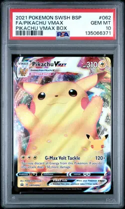 2021 POKEMON SWSH BLACK STAR PROMO PIKACHU VMAX BOX FULL ART/PIKACHU VMAX PSA 10 - Image 1