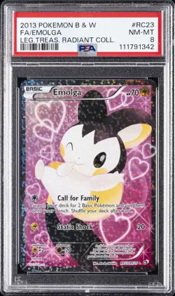 2013 POKEMON B&W LEGEND TREASURES RADIANT COLL #RC23 FULL ART/EMOLGA PSA 8 - Image 1