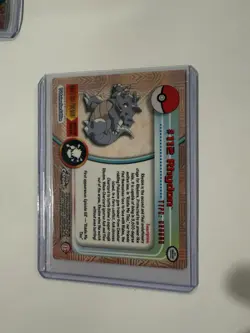 2000 TOPPS Chrome Pokemon Rhydon #112 Animation Series 2 HOLO FOIL BLUE LOGO - Image 2