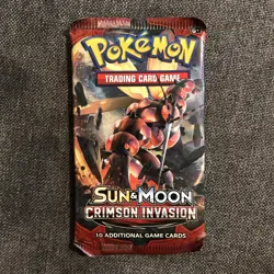Pokemon TCG Sun & Moon Crimson Invasion Booster Pack 10 Cards English - Image 1
