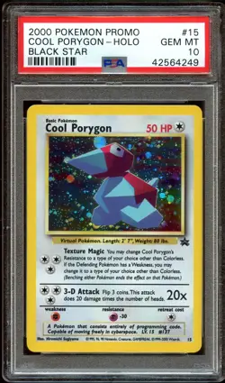 PSA 10 GEM MINT Cool Porygon # 15 WOTC Black Star HOLO PROMO Pokemon Card - Image 1