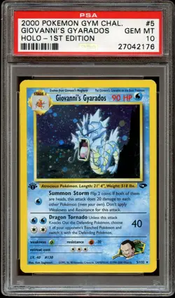 PSA 10 GEM MINT Giovanni's Gyarados 5/132 Gym Challenge 1ST EDITION Pokemon Card - Image 1