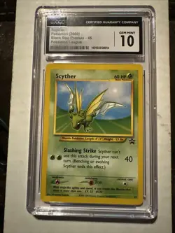 CGC 10 Scyther # 45 WOTC Black Star Promo Pokemon Card 2000 Pokemon League - Image 1
