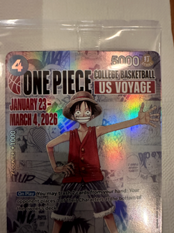 Monkey.D.Luffy One Piece College Basketball US Voyage Card Mint - Image 3