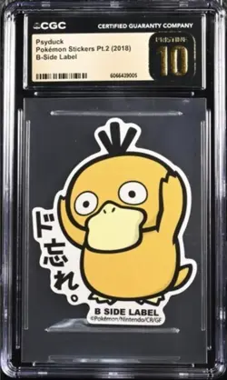 Pokemon CGC 10 PRISTINE Psyduck B-Side Label 2018 Pokemon Stickers Pt.2 Japanese - Image 1