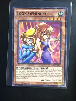 Yugioh - Toon Gemini Elf BP03-EN014 1st Edition Shatterfoil Rare NM 2014 - Image 1