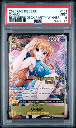 2025 ONE PIECE BEGINNERS DECK PARTY PACK WINNER #101 O-NAMI PSA 9 - Image 1
