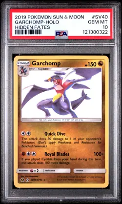 2019 POKEMON SUN & MOON HIDDEN FATES #SV40 GARCHOMP-HOLO PSA 10 - Image 1