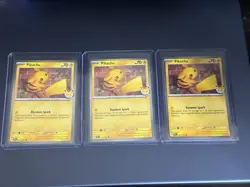 Pikachu - (Cosmo Holo) Pokemon day 051/162 Lot of 3 with 1 swirl - Image 1