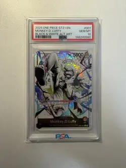 2025 One Piece CCG English ST 21-001 Monkey D Luffy PSA 10 Gem Mt Alternate Art - Image 1