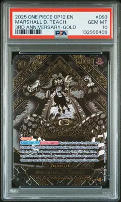 2025 ONE PIECE OP12-LEGACY OF THE MASTER 3RD ANV-GOLD MARSHALL D. TEACH PSA 10 - Image 1