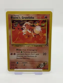 Blaine’s Growlithe 62/132 Gym Heroes EX/LP Pokemon Card - Image 1