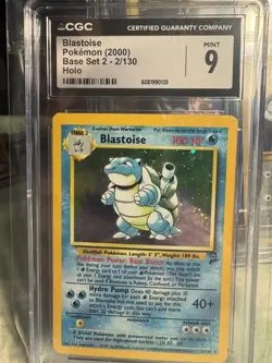 CGC 9 MINT Blastoise 2000 Base Set 2 2/130 Holo SWIRL Pokemon Card - Image 1