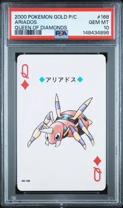 2000 POKEMON GOLD VERSION PLAYING CARDS QUEEN OF DIAMONDS #168 ARIADOS PSA 10 - Image 1