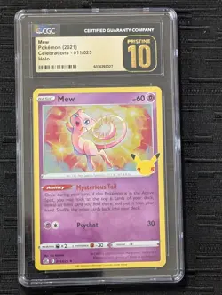 CGC 10 Pristine Mew Holo 011/025 Pokemon Card Celebrations - Image 1