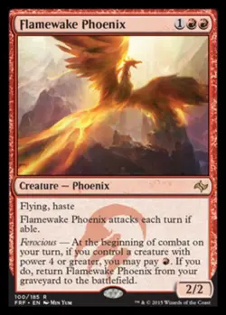 MTG Flamewake Phoenix - Foil, Fate Reforged, Moderately Played, English - Image 1