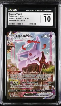 Pokemon Espeon VMAX Fusion Strike Secret Rare Full Art 270/264 CGC Gem Mint 10 - Image 1