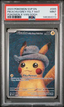 2023 POKEMON SVP EN-SV BLACK STAR PROMO #085 PIKACHU WITH GREY FELT HAT PSA 9 - Image 1