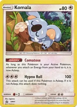 Pokemon TCG Komala Black Star Promo SM41 Cosmos Holo NM/M Drowsing Sun & Moon - Image 1