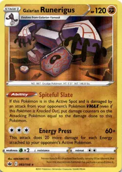 GALARIAN RUNERIGUS 083/198 HOLO R CHILLING REIGN POKEMON HOLO MP - Image 1