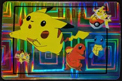 Vintage 1998 Pikachu Charmander Bandai Pokemon Japanese Vending Prism Sticker - Image 1