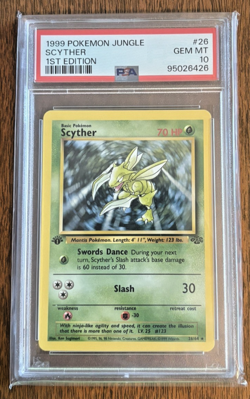 Scyther - Pokemon Jungle 1st Edition Non-Holo Rare (26/64) 1999 - PSA10 GEM-MINT - Image 1