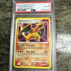 2007 Pokemon Diamond & Pearl Secret Wonders 3 Charizard Holo PSA 6 1642 - SWIRL - Image 1