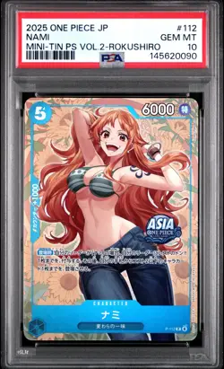 2025 ONE PIECE JAPANESE MINI-TIN PACK SET VOL.2 KOUSHI ROKUSHIRO NAMI PSA 10 - Image 1
