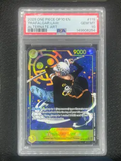 One Piece OP10-119 Royal Blood - Trafalgar Law (Alternate Art) GRADED PSA 10 - Image 1