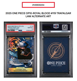 One Piece OP10-119 Royal Blood - Trafalgar Law (Alternate Art) GRADED PSA 10 - Image 2