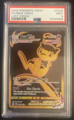 2022 POKEMON SWORD & SHIELD LOST ORIGIN TG30 FULL ART/MEW VMAX PSA MINT 9 - Image 1
