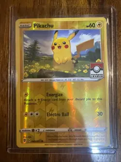 Pokemon TCG Pikachu Evolving Skies 049/203 "Pokemon League" Stamped Promo Card - Image 1