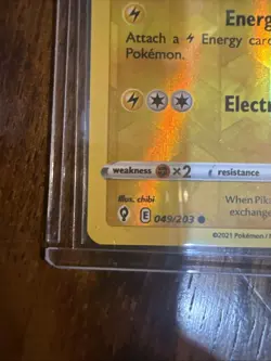 Pokemon TCG Pikachu Evolving Skies 049/203 "Pokemon League" Stamped Promo Card - Image 5