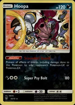 Pokemon TCG Reverse Holo Card Hoopa Shining Legends 55/73 - Image 1