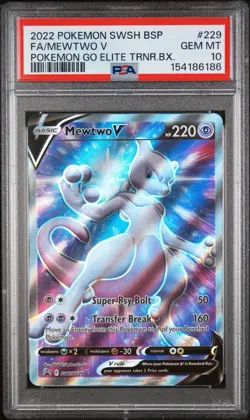 PSA 10 Mewtwo V 229 SWSH229 Pokemon Go ETB Black Star Promo Card 2022 - Image 1