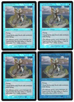 Cloud Sprite x4 4x 1999 Mercadian Masques PLAYSET FOIL Blue Creature MTG NM AZ1 - Image 1