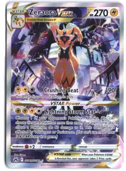 Zeraora VSTAR GG43/GG70 Holo VSTAR Rare Crown Zenith Galarian Gallery Pokemon - Image 1