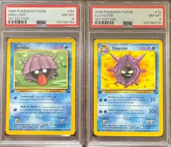 PSA 8 SHELLDER 54 CLOYSTER 32 FOSSIL 1ST EDITION POKEMON NM MINT - Image 1
