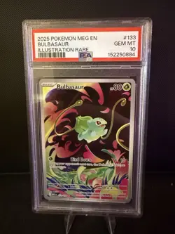2025 Pokemon PSA 10 Bulbasaur #133/132 Mega Evolution Base Set Illustration Rare - Image 1