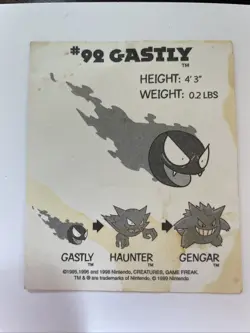 #92 Gastly 1999 Pokemon Gotta Catch 'em All! Sticker | Pokemon Collectibles - Image 2