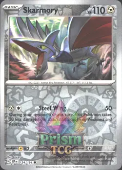 Skarmory 124/191 Common Reverse Holo Surging Sparks Pokemon - Image 1