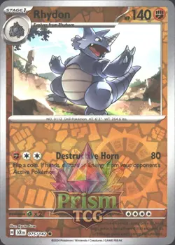 Rhydon 75/142 Common Reverse Holo Stellar Crown Pokemon - Image 1